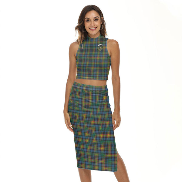 MacLellan Ancient Tartan Crest Tank Top & Split High Skirt Set