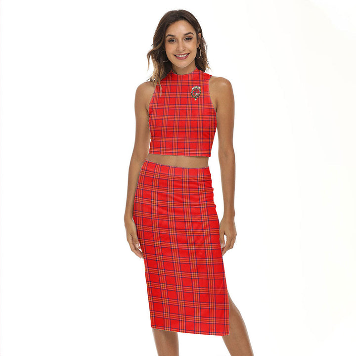 Burnett Modern Tartan Crest Tank Top & Split High Skirt Set