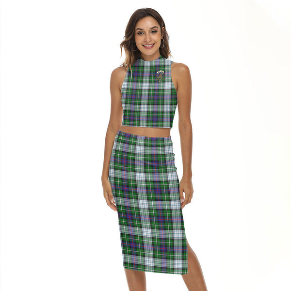 MacKenzie Dress Modern Tartan Crest Tank Top & Split High Skirt Set