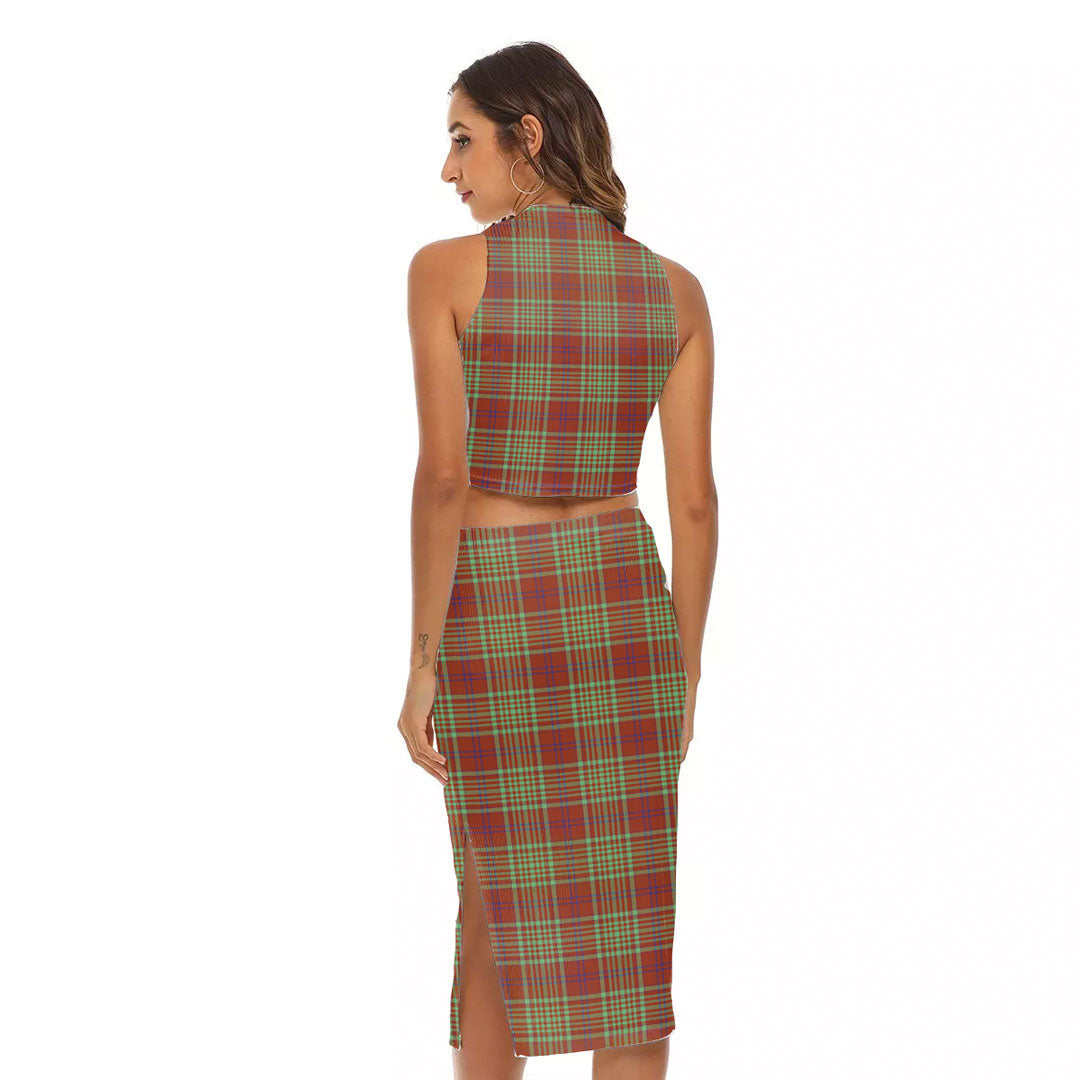 MacGillivray Hunting Ancient Tartan Crest Tank Top & Split High Skirt Set