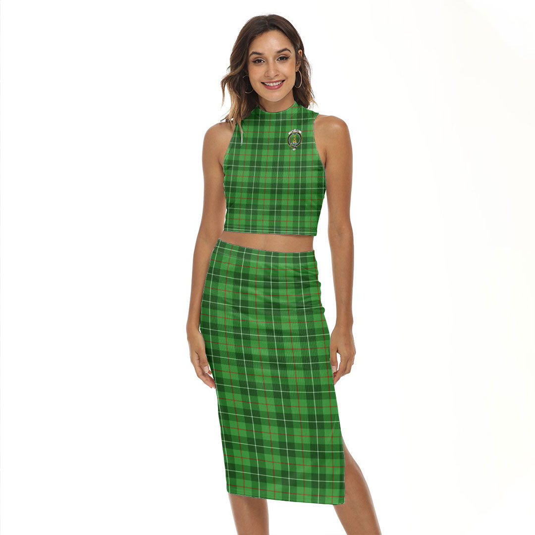 Galloway District Tartan Crest Tank Top & Split High Skirt Set