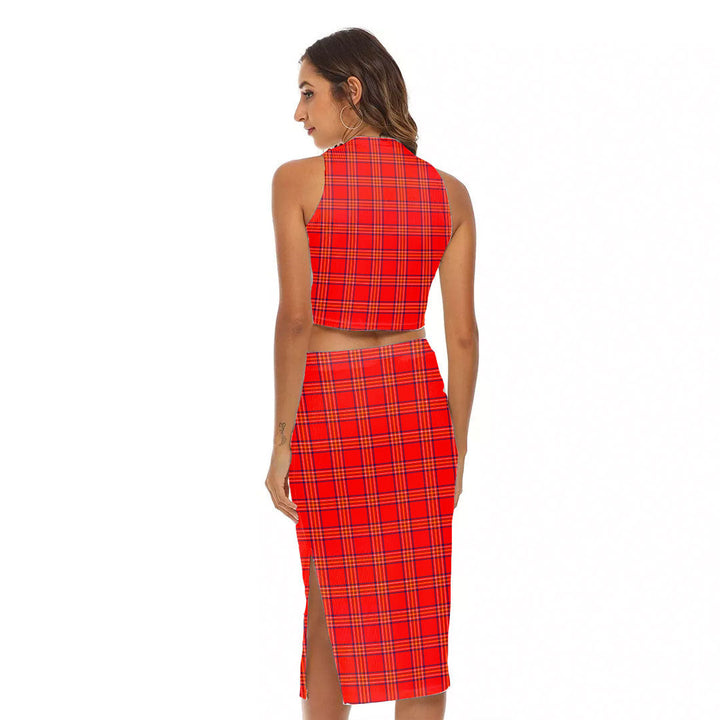 Burnett Modern Tartan Crest Tank Top & Split High Skirt Set