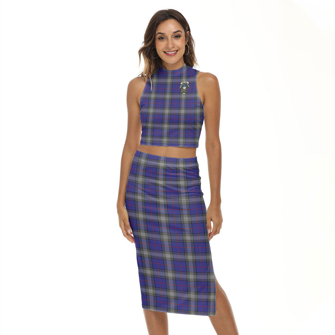 Kinnaird Tartan Crest Tank Top & Split High Skirt Set