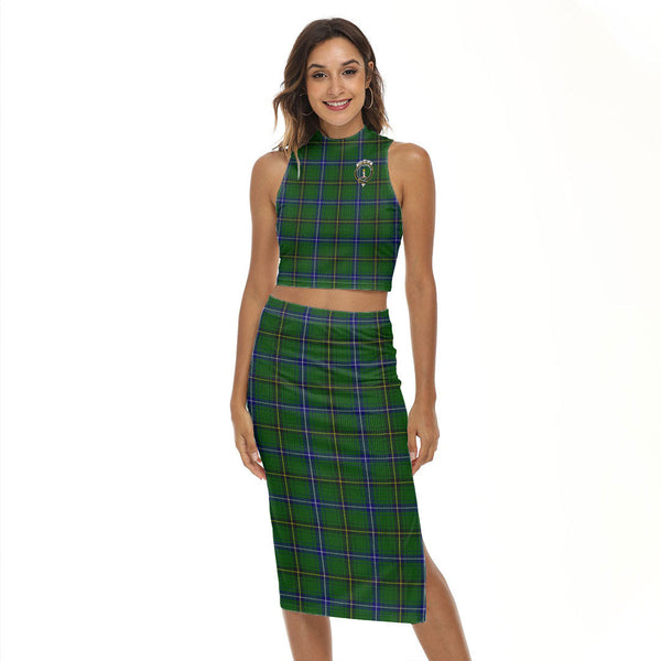 Henderson Modern Tartan Crest Tank Top & Split High Skirt Set