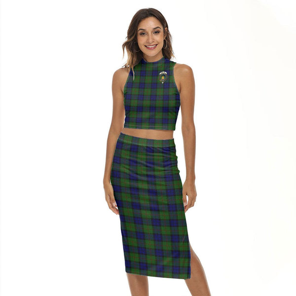 Dundas Modern Tartan Crest Tank Top & Split High Skirt Set