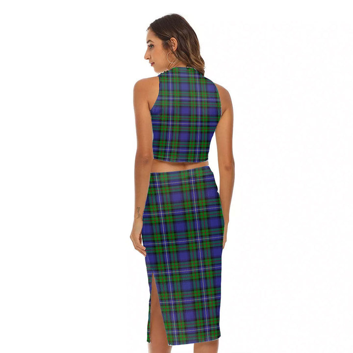 Robertson Hunting Modern Tartan Crest Tank Top & Split High Skirt Set