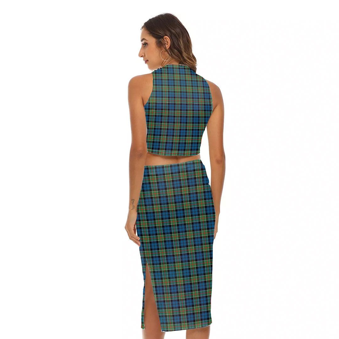 Colquhoun Ancient Tartan Crest Tank Top & Split High Skirt Set