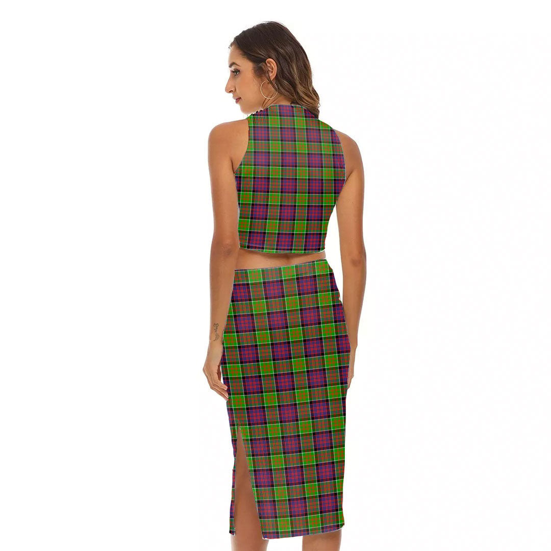MacDonald of Clanranald Tartan Crest Tank Top & Split High Skirt Set