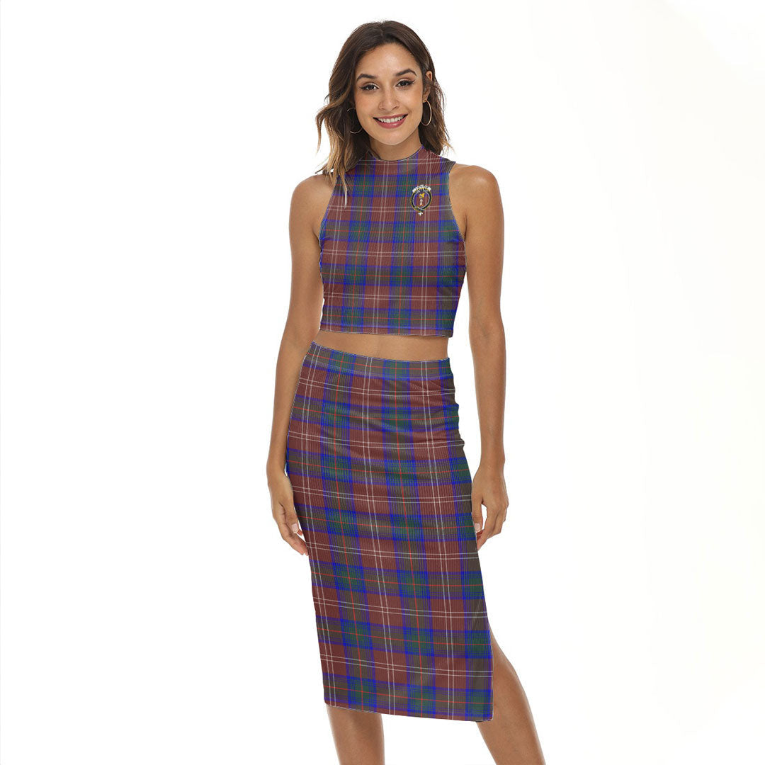 Chisholm Hunting Modern Tartan Crest Tank Top & Split High Skirt Set