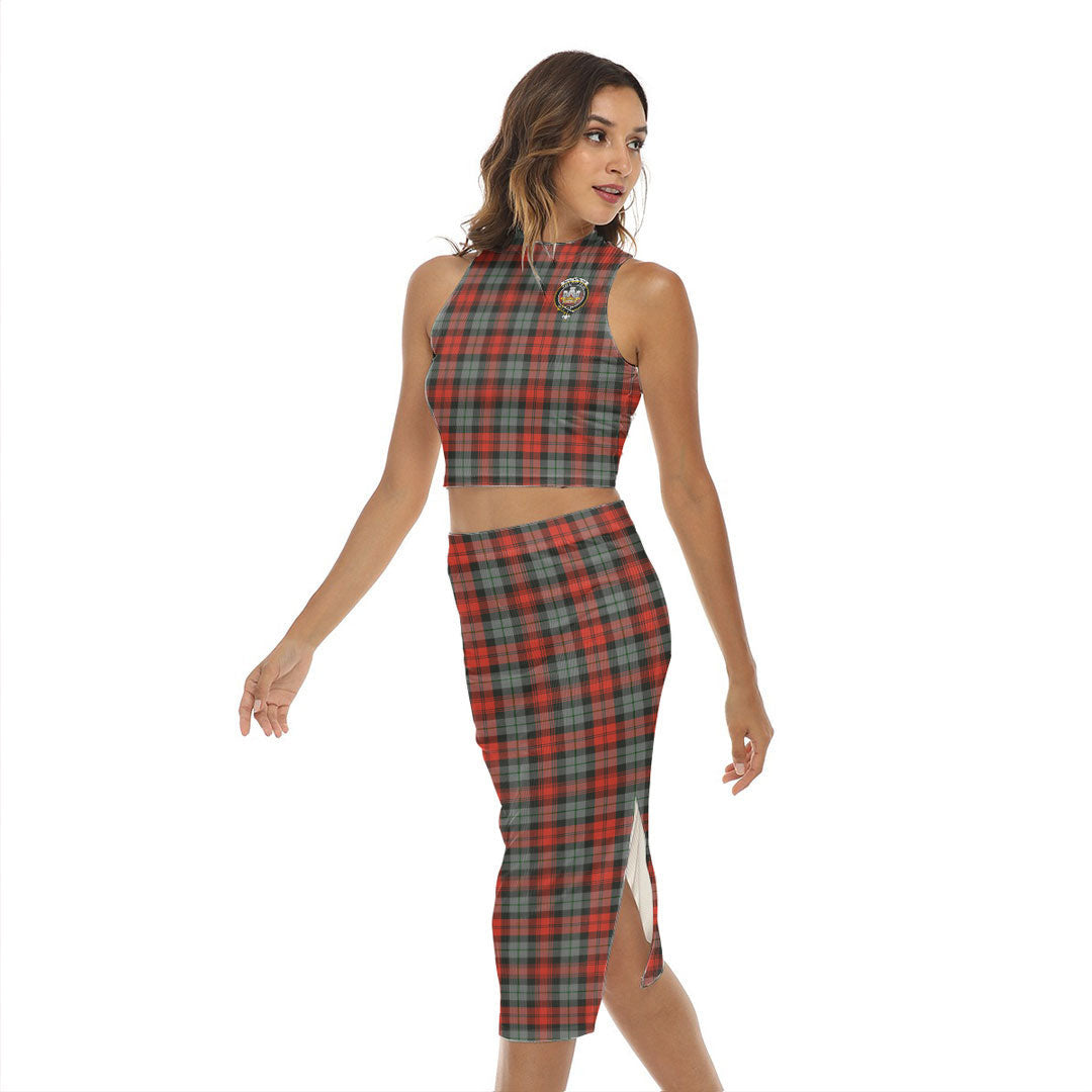 MacLachlan Weathered Tartan Crest Tank Top & Split High Skirt Set