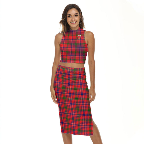 MacRae Modern Tartan Crest Tank Top & Split High Skirt Set