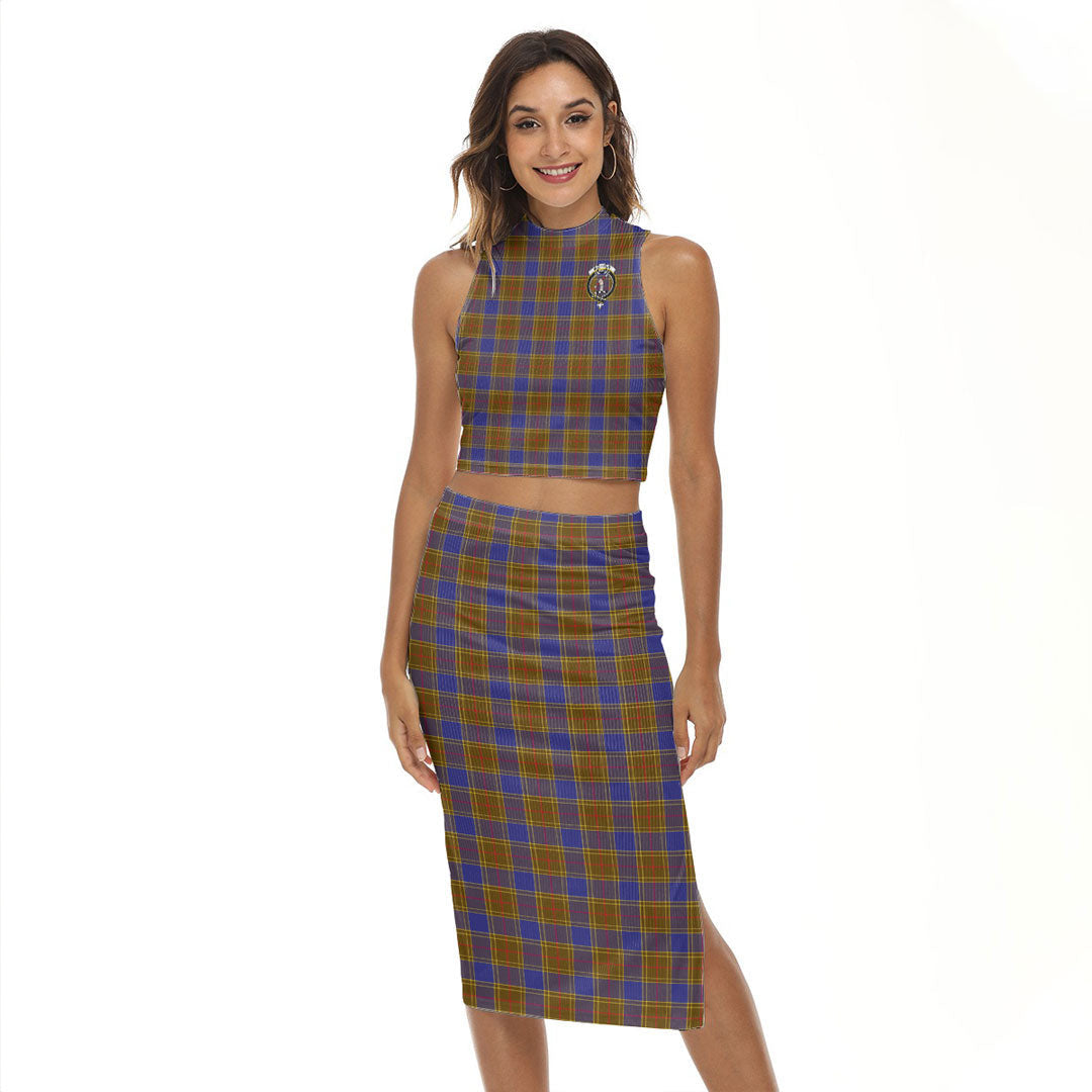 Balfour Modern Tartan Crest Tank Top & Split High Skirt Set