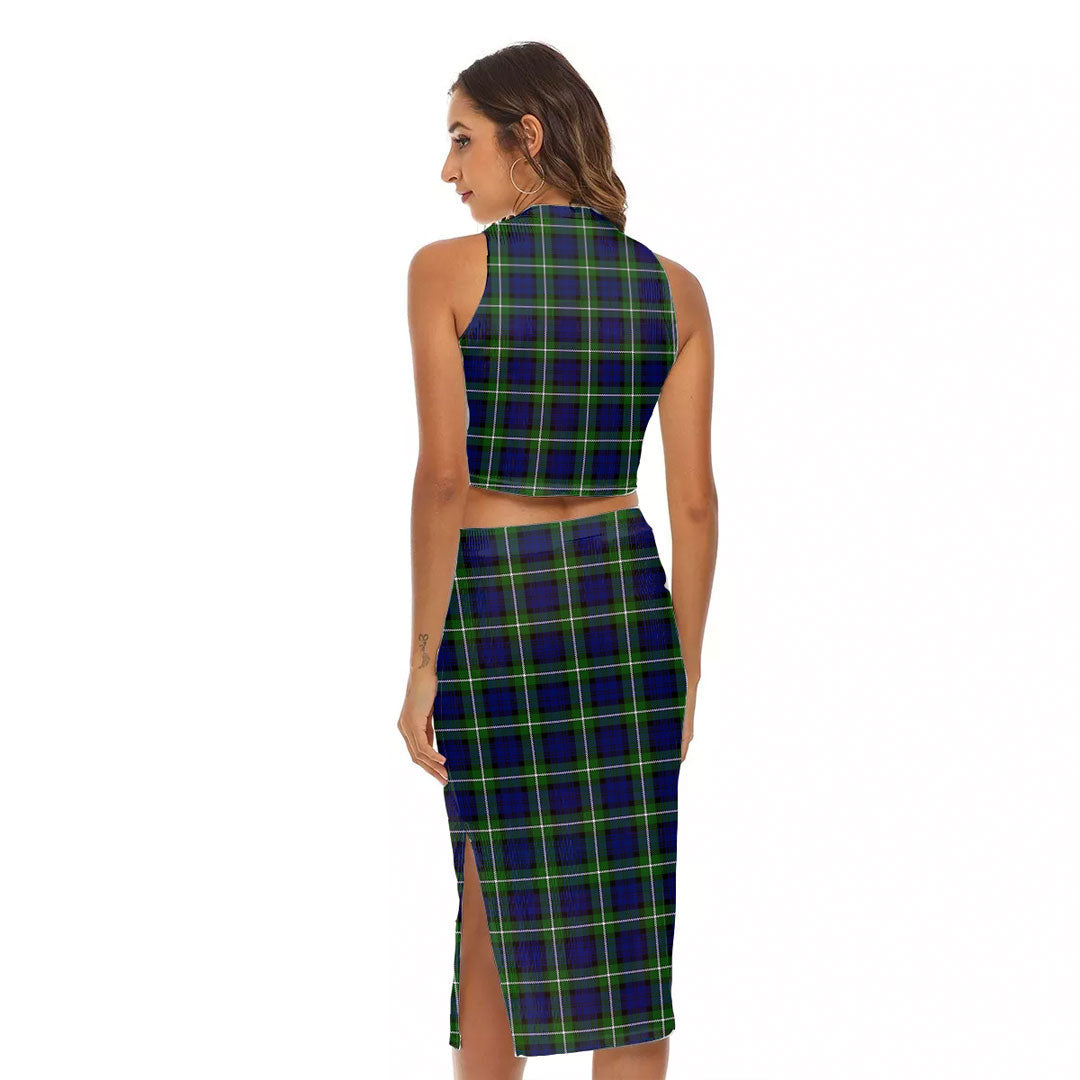 Forbes Modern Tartan Crest Tank Top & Split High Skirt Set