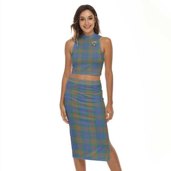 Stewart of Appin Hunting Ancient Tartan Crest Tank Top & Split High Skirt Set