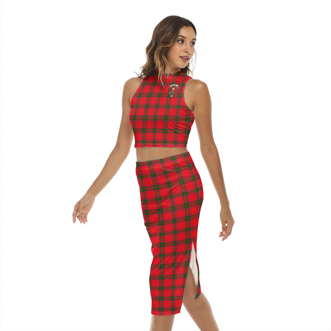 MacNab Modern Tartan Crest Tank Top & Split High Skirt Set