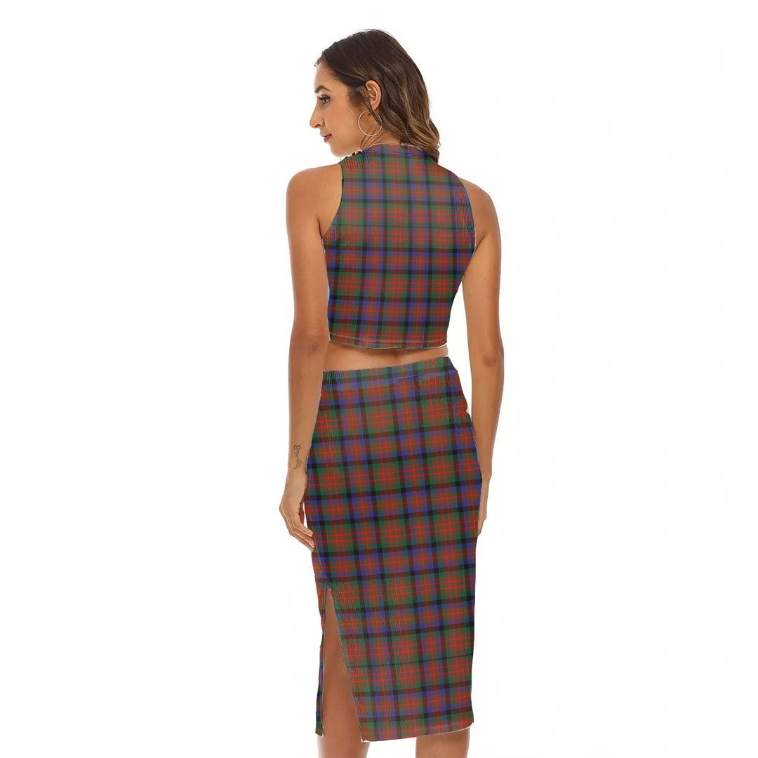 MacDuff Hunting Modern Tartan Crest Tank Top & Split High Skirt Set