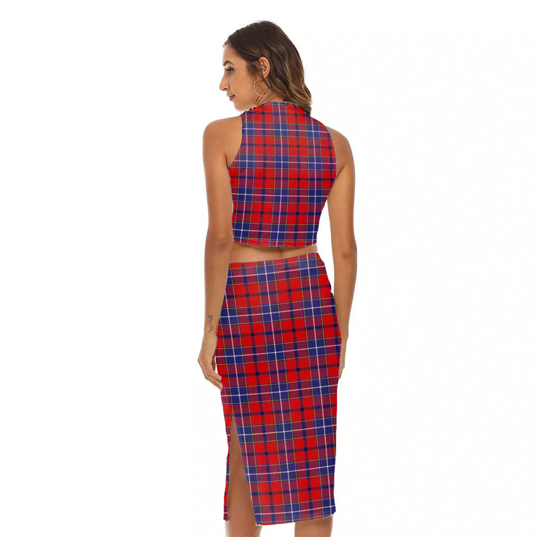 Wishart Dress Tartan Crest Tank Top & Split High Skirt Set