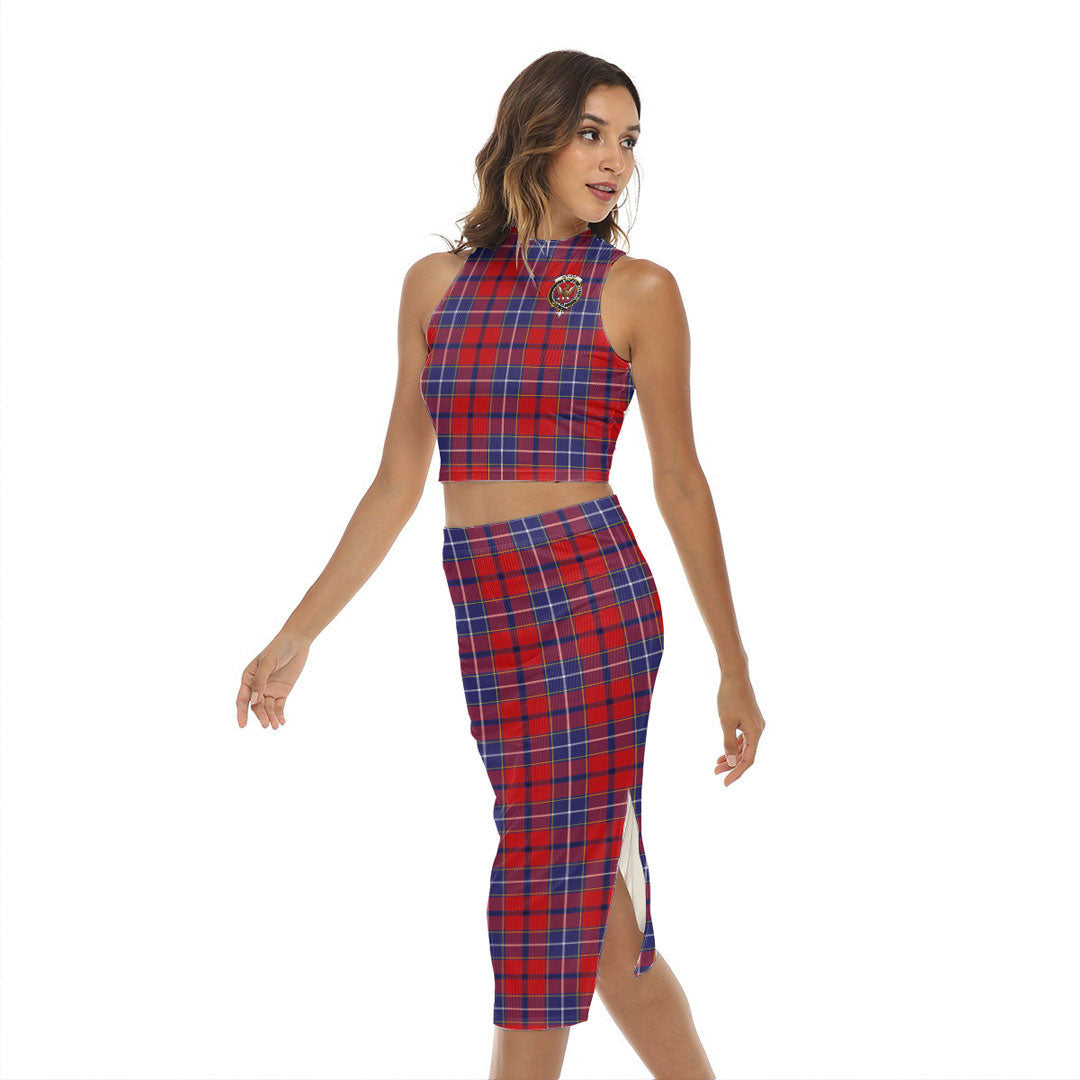 Wishart Dress Tartan Crest Tank Top & Split High Skirt Set