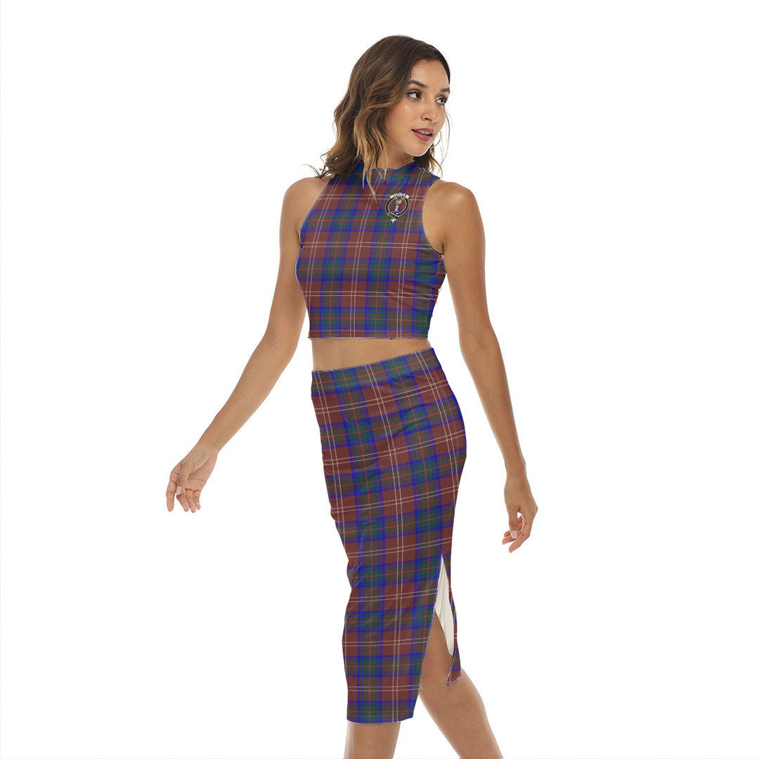 Chisholm Hunting Modern Tartan Crest Tank Top & Split High Skirt Set