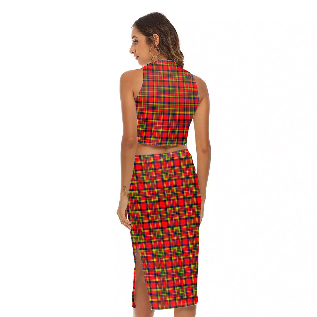 Hepburn Tartan Crest Tank Top & Split High Skirt Set