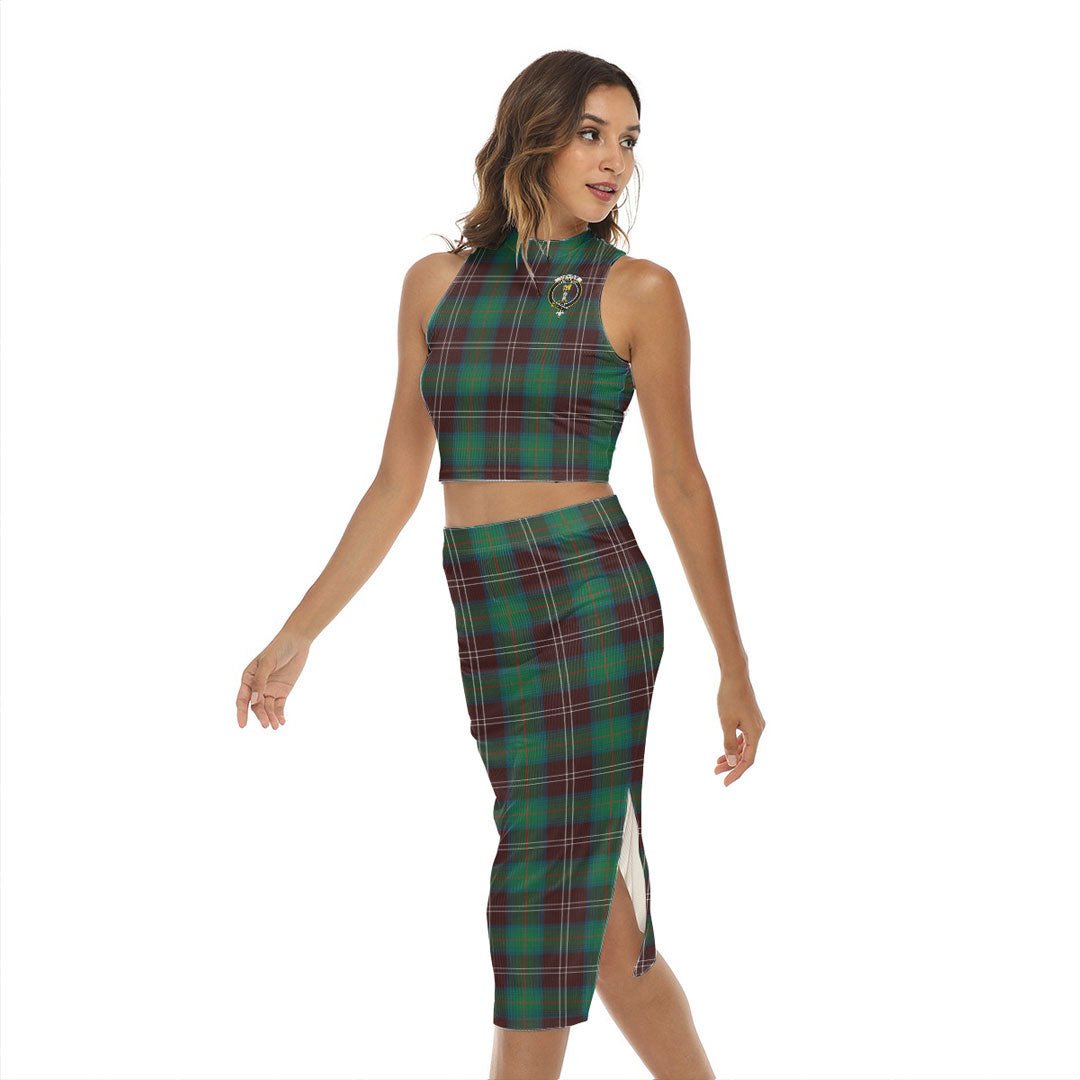 Chisholm Hunting Ancient Tartan Crest Tank Top & Split High Skirt Set