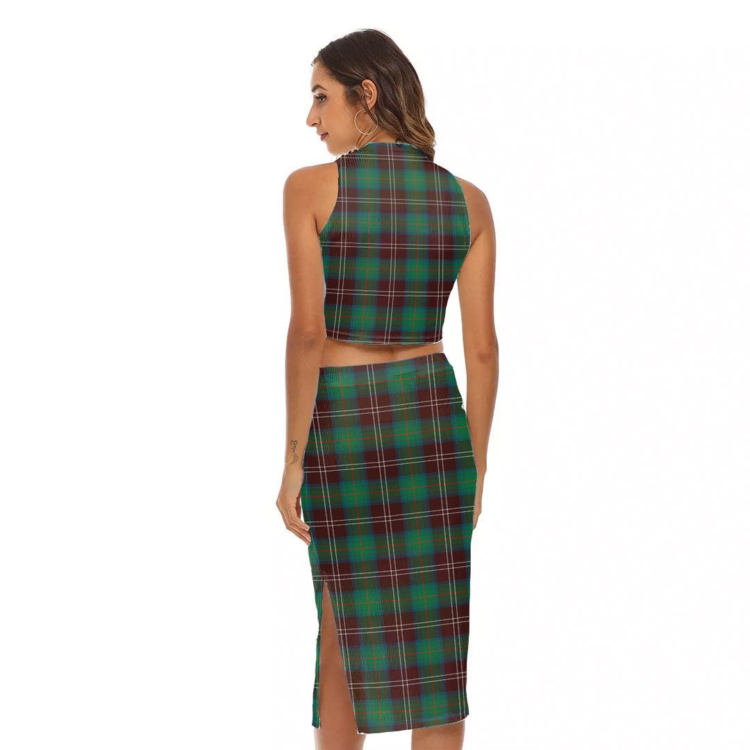 Chisholm Hunting Ancient Tartan Crest Tank Top & Split High Skirt Set