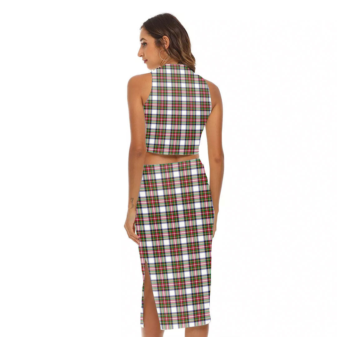 Stewart Dress Modern Tartan Crest Tank Top & Split High Skirt Set