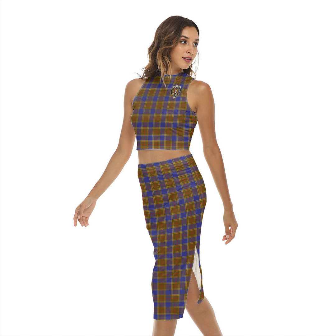 Balfour Modern Tartan Crest Tank Top & Split High Skirt Set