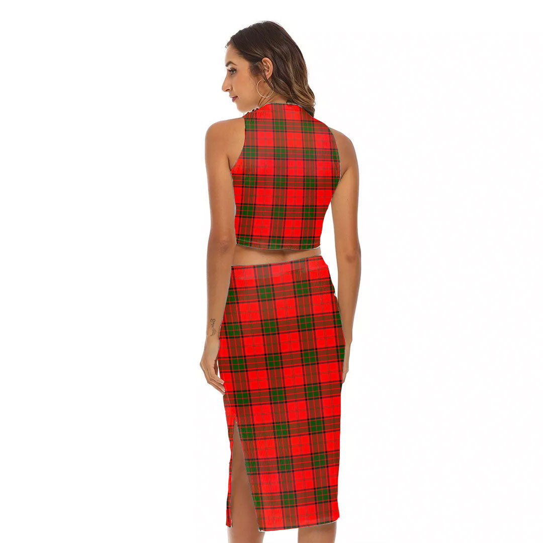 Adair Tartan Crest Tank Top & Split High Skirt Set