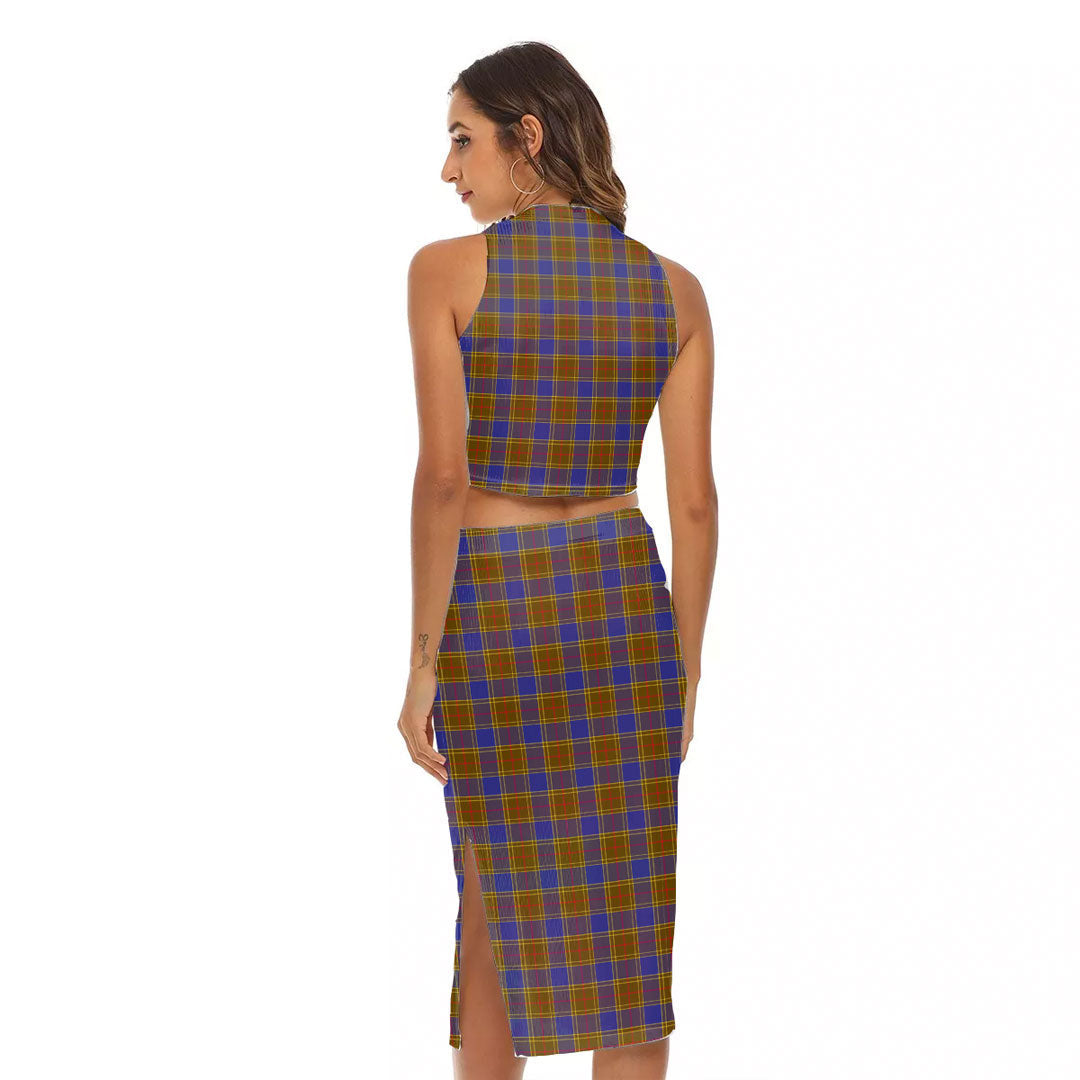 Balfour Modern Tartan Crest Tank Top & Split High Skirt Set