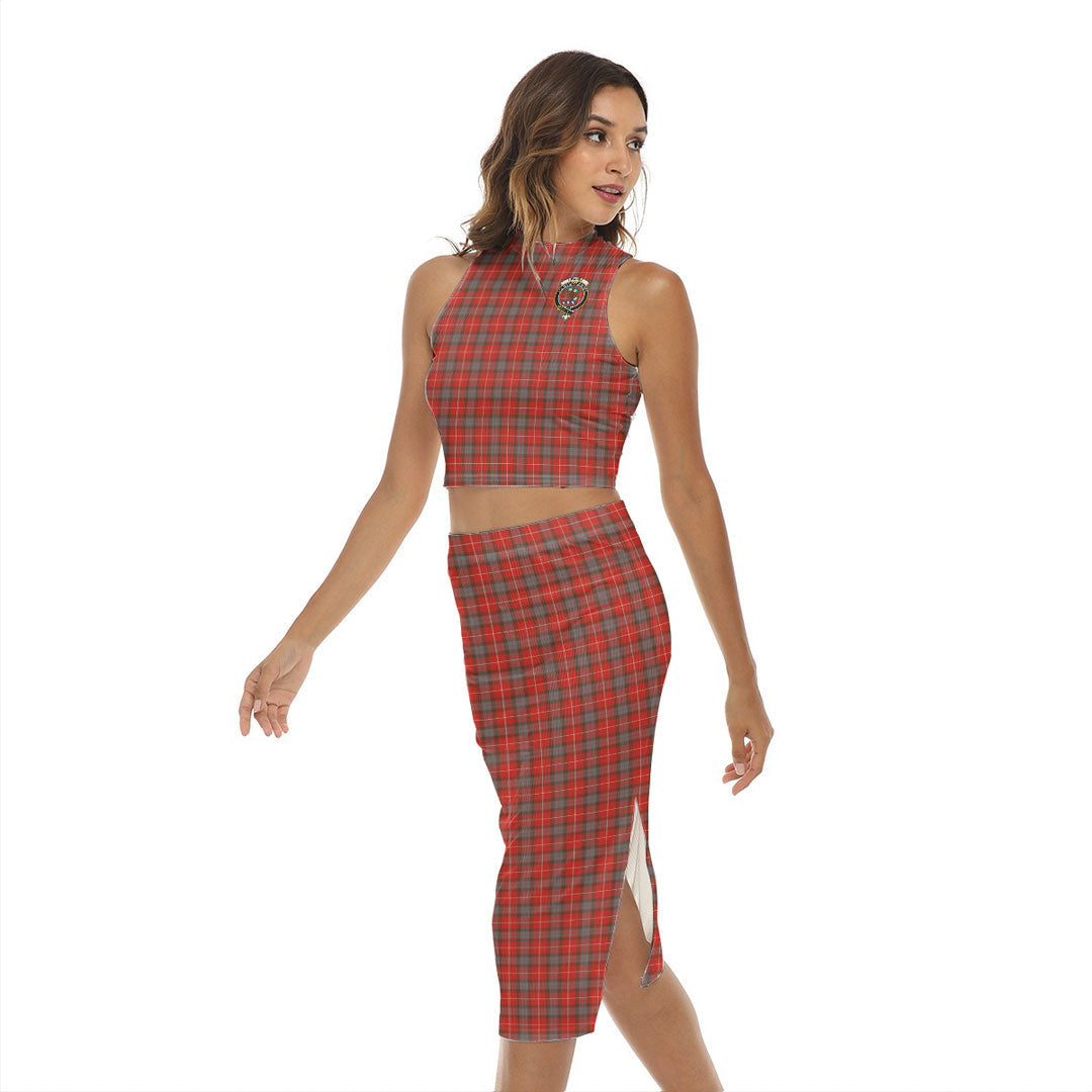 Fraser Weathered Tartan Crest Tank Top & Split High Skirt Set