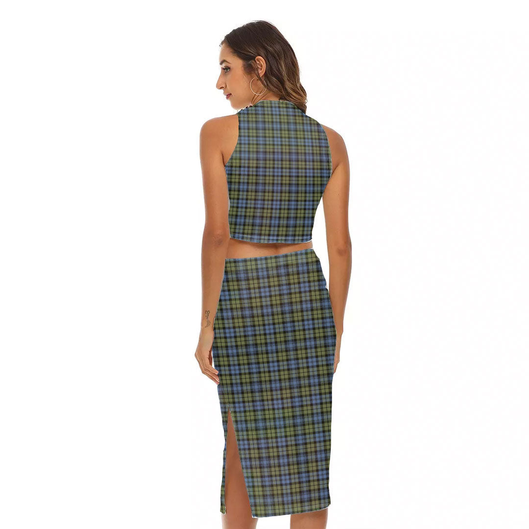 Campbell Faded Tartan Crest Tank Top & Split High Skirt Set