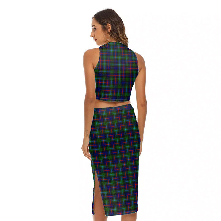 Campbell of Cawdor Modern Tartan Crest Tank Top & Split High Skirt Set