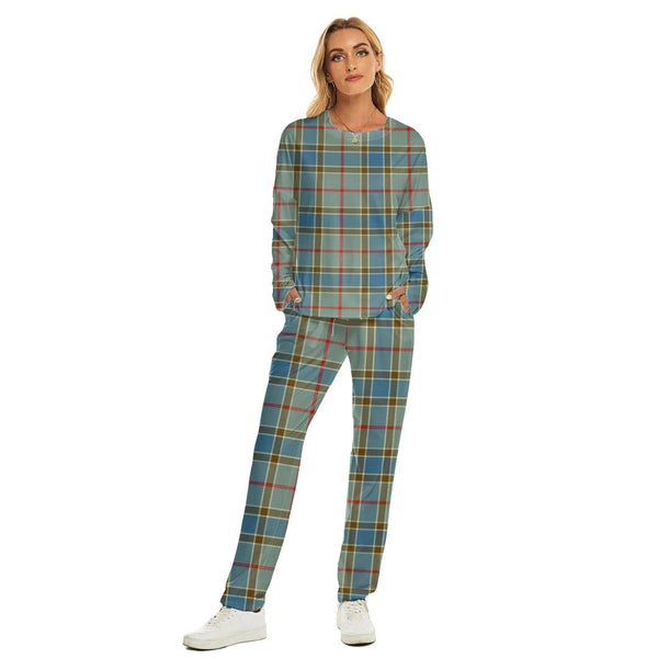 Balfour Blue Tartan Plaid Women's Pajama Suit