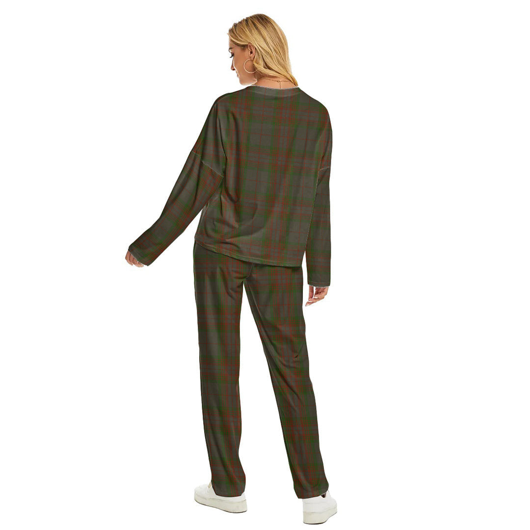 Gray Tartan Plaid Women's Pajama Suit