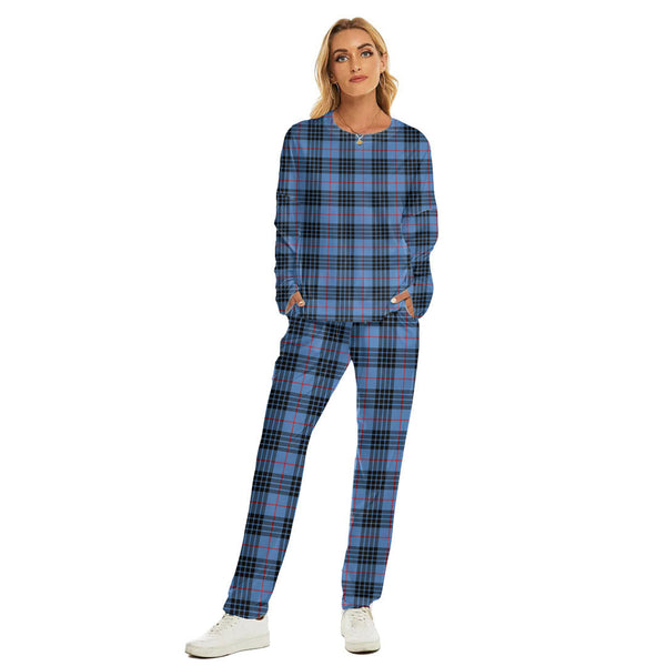 MacKay Blue Tartan Plaid Women's Pajama Suit