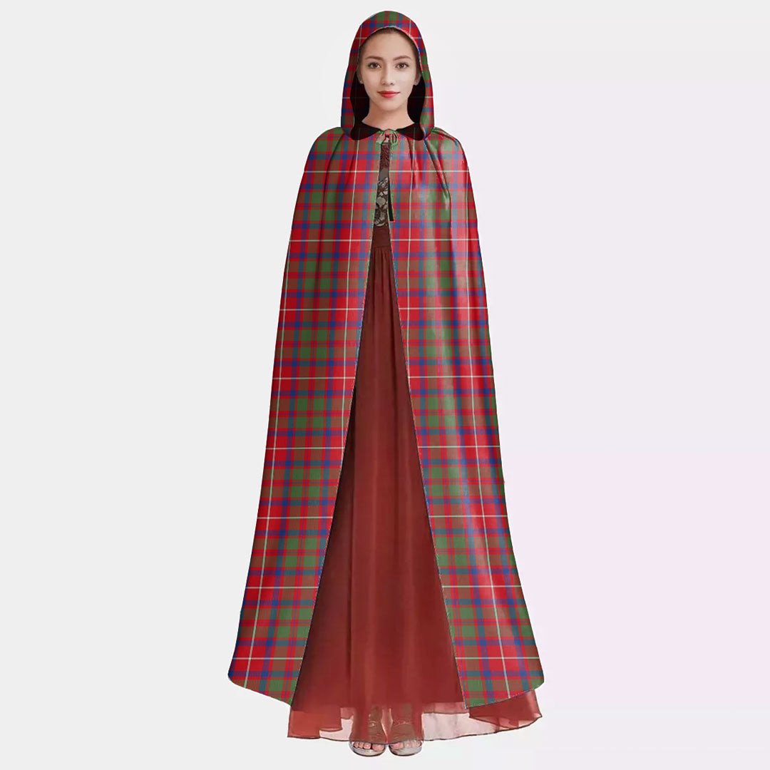 Shaw Red Modern Tartan Plaid Hooded Cloak