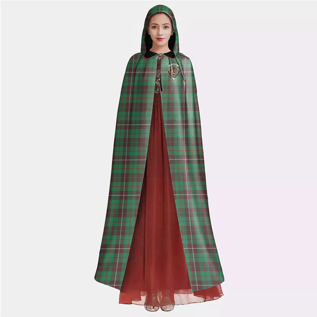 MacKinnon Hunting Ancient Tartan Crest Hooded Cloak