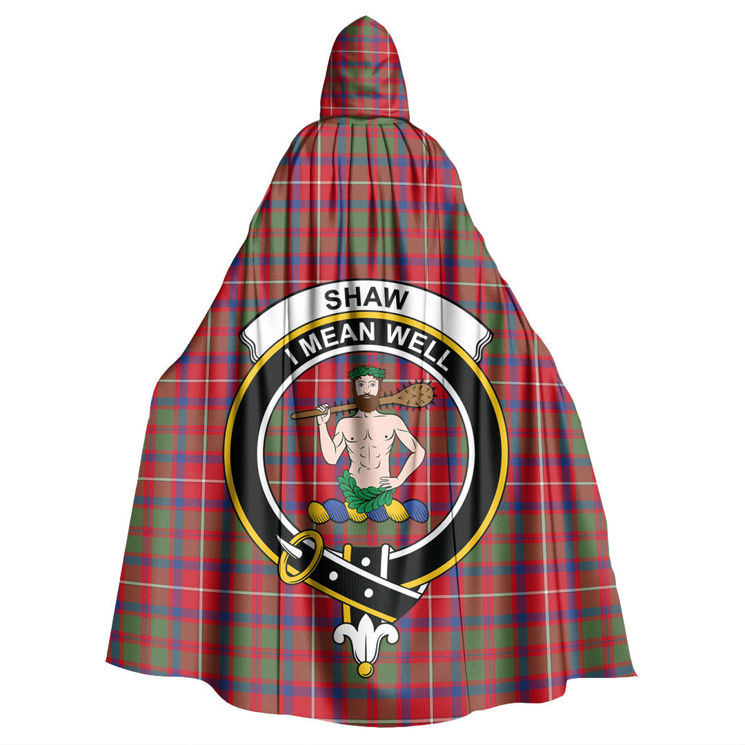 Shaw Red Modern Tartan Crest Hooded Cloak