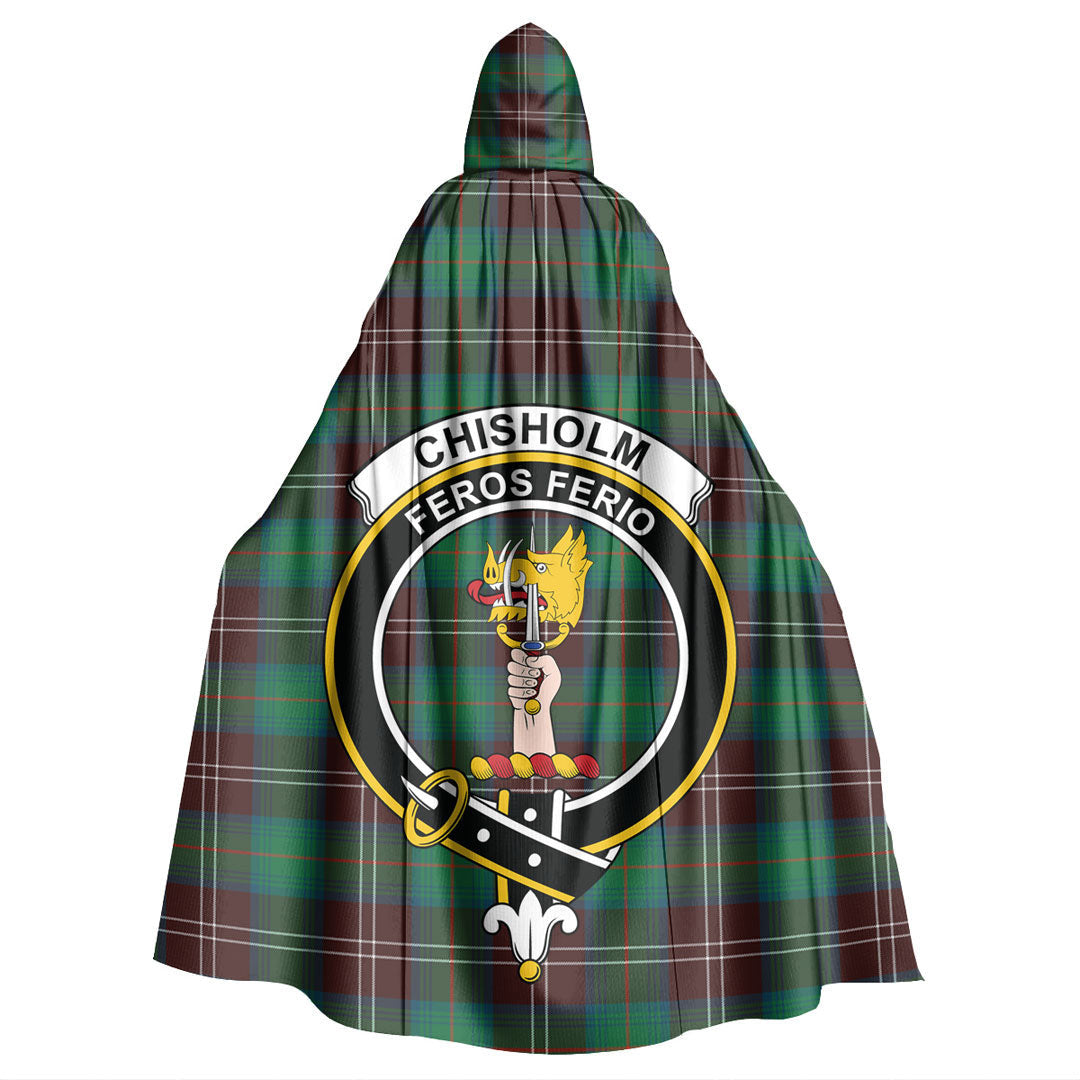 Chisholm Hunting Ancient Tartan Crest Hooded Cloak