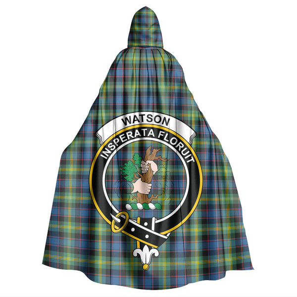 Watson Ancient Tartan Crest Hooded Cloak