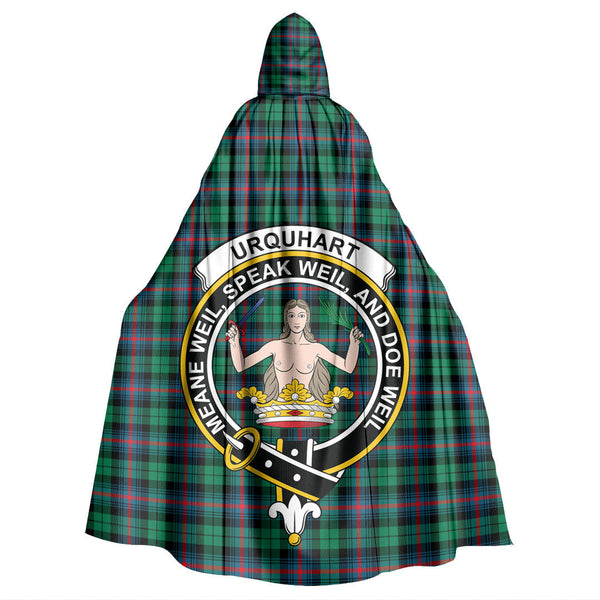 Urquhart Broad Red Ancient Tartan Crest Hooded Cloak