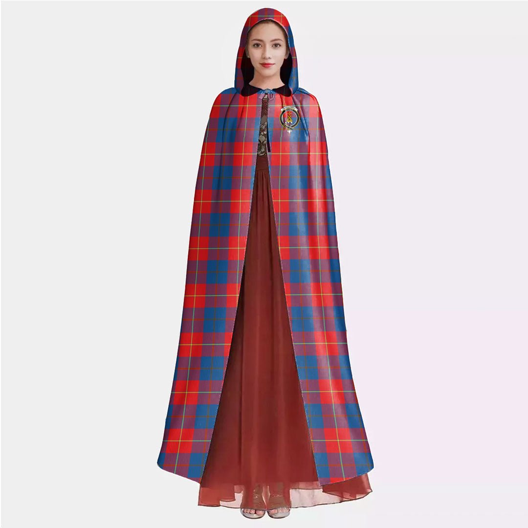 Galloway Red Tartan Crest Hooded Cloak