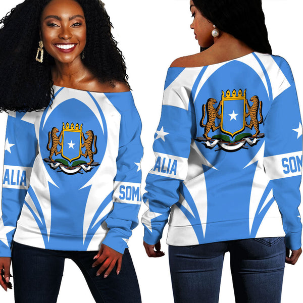 Somalia Action Flag Off Shoulder Sweatshirts