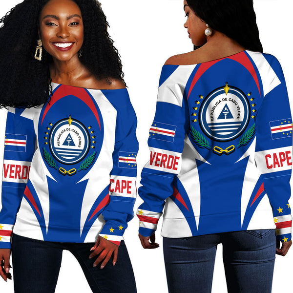 Cape Verde Action Flag Off Shoulder Sweatshirts