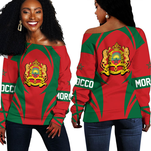 Morocco Action Flag Off Shoulder Sweatshirts