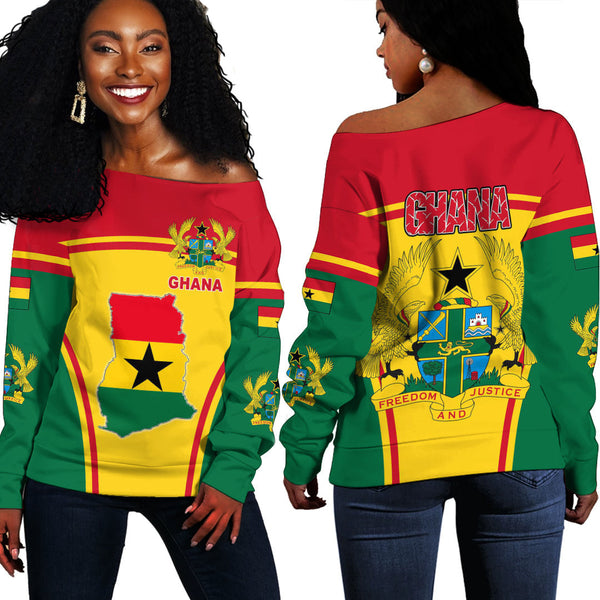 Ghana Active Flag Off Shoulder Sweatshirt