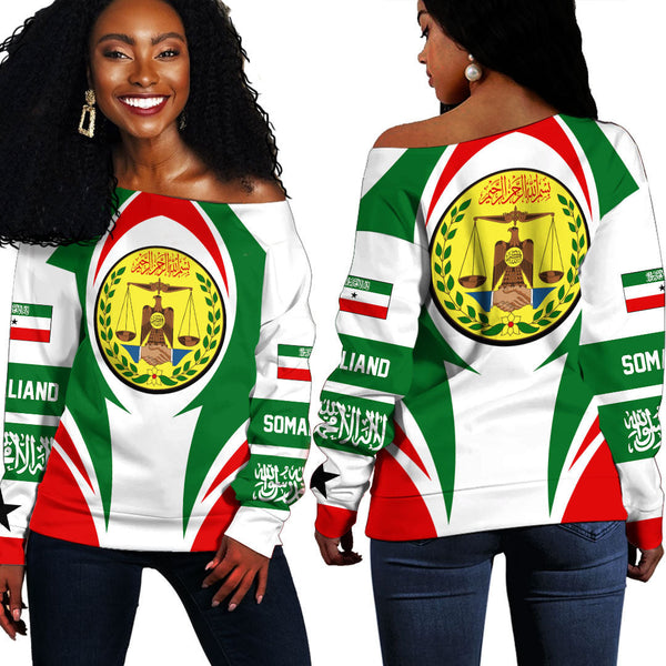 Somaliand Action Flag Off Shoulder Sweatshirts