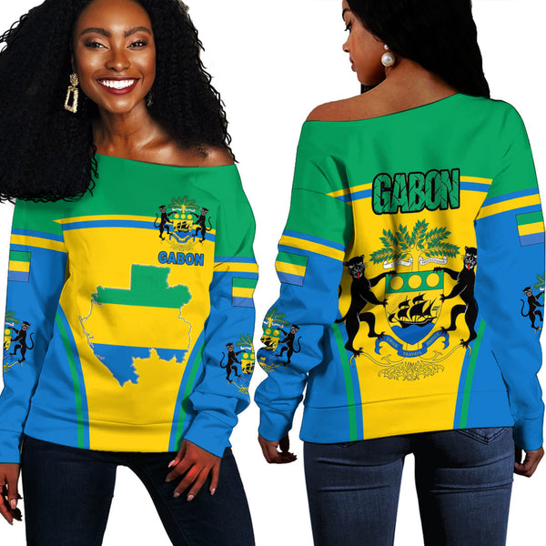 Gabon Active Flag Off Shoulder Sweatshirt