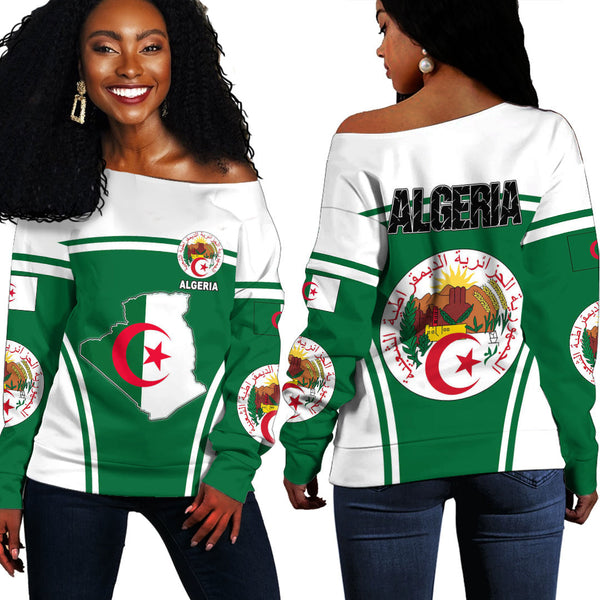 Algeria Active Flag Off Shoulder Sweatshirt